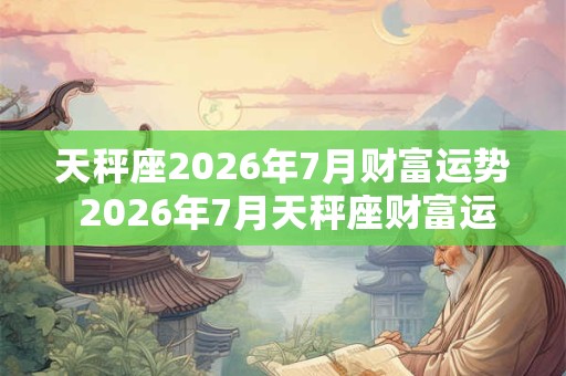 天秤座2026年7月财富运势 2026年7月天秤座财富运程详解