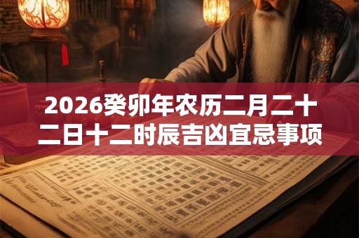 2026癸卯年农历二月二十二日十二时辰吉凶宜忌事项一览 2026癸卯年农历二月二十二日十二时辰吉凶宜忌事项一览