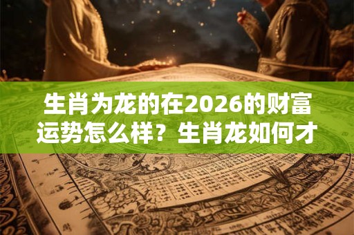 生肖为龙的在2026的财富运势怎么样？生肖龙如何才能旺财？