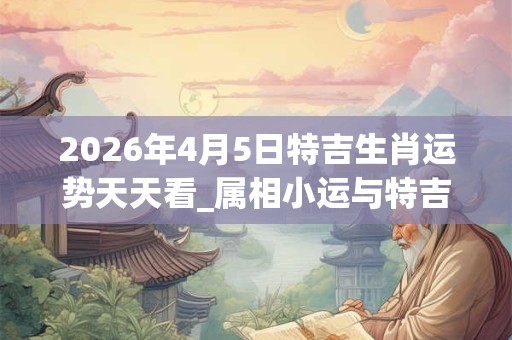 2026年4月5日特吉生肖运势天天看_属相小运与特吉生肖播报