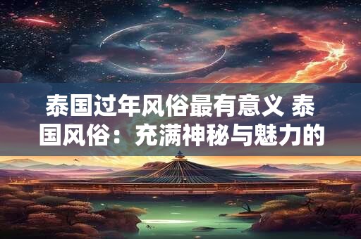 泰国过年风俗最有意义 泰国风俗：充满神秘与魅力的文化之旅