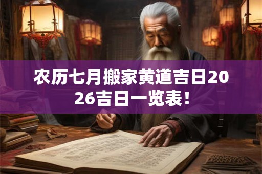 农历七月搬家黄道吉日2026吉日一览表！