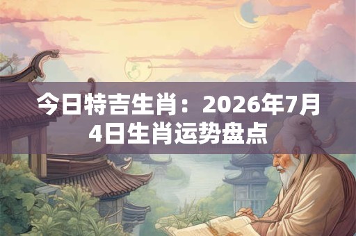 今日特吉生肖:2026年7月4日生肖运势盘点 今日特吉生肖:2026年7月4日生肖运势盘点