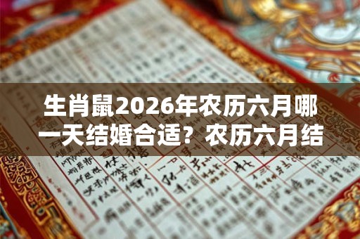生肖鼠2026年农历六月哪一天结婚合适？农历六月结婚好不好？