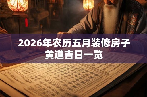 2026年农历五月装修房子黄道吉日一览