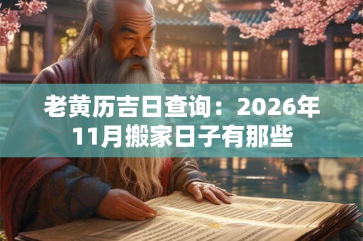 老黄历吉日查询：2026年11月搬家日子有那些