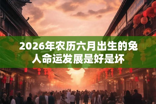 2026年农历六月出生的兔人命运发展是好是坏