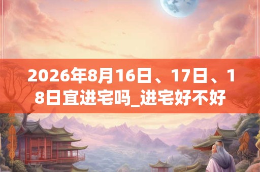 2026年8月16日、17日、18日宜进宅吗_进宅好不好