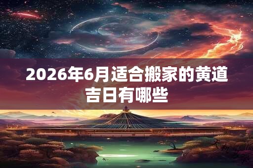 2026年6月适合搬家的黄道吉日有哪些