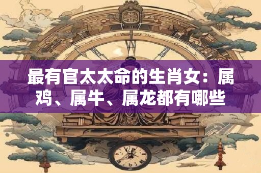 最有官太太命的生肖女：属鸡、属牛、属龙都有哪些