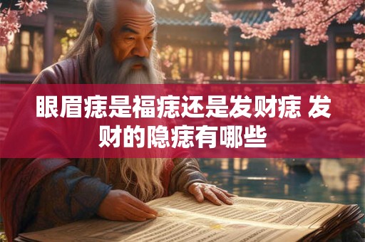 眼眉痣是福痣还是发财痣 发财的隐痣有哪些