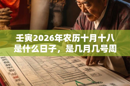 壬寅2026年农历十月十八是什么日子，是几月几号周几？