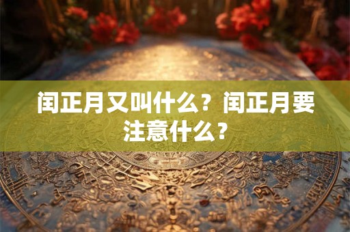 闰正月又叫什么？闰正月要注意什么？