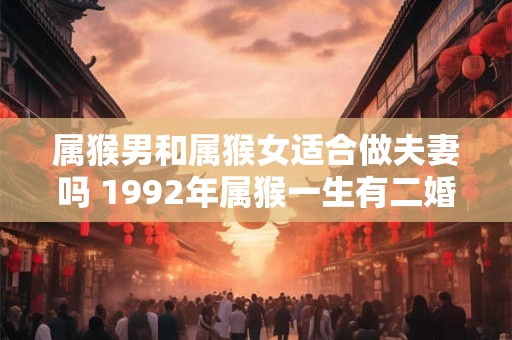 属猴男和属猴女适合做夫妻吗 1992年属猴一生有二婚