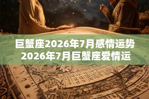 巨蟹座2026年7月感情运势 2026年7月巨蟹座爱情运程详解