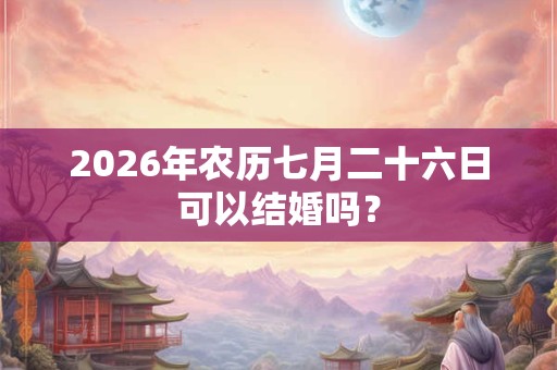 2026年农历七月二十六日可以结婚吗？