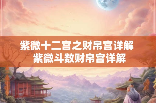 紫微十二宫之财帛宫详解  紫微斗数财帛宫详解
