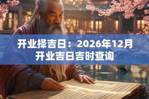开业择吉日：2026年12月开业吉日吉时查询