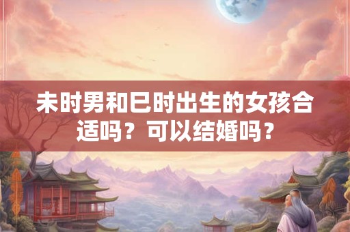 未时男和巳时出生的女孩合适吗？可以结婚吗？