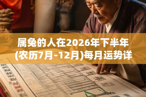 属兔的人在2026年下半年(农历7月-12月)每月运势详解