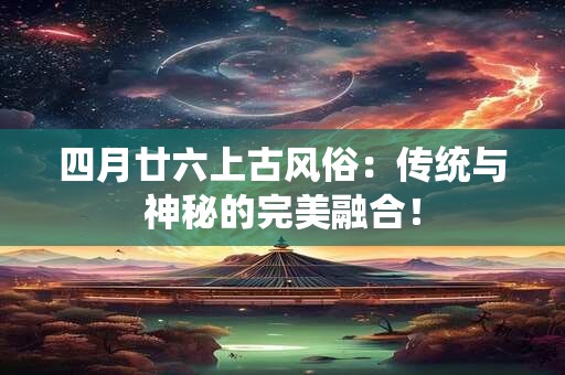 四月廿六上古风俗：传统与神秘的完美融合！
