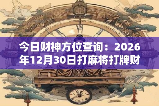今日财神方位查询：2026年12月30日打麻将打牌财运方位！