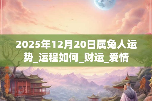 2025年12月20日属兔人运势_运程如何_财运_爱情