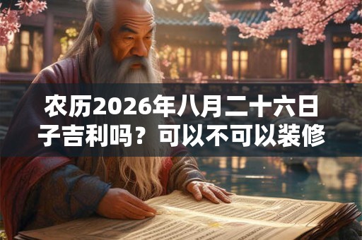 农历2026年八月二十六日子吉利吗？可以不可以装修动土？