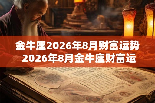 金牛座2026年8月财富运势 2026年8月金牛座财富运程详解