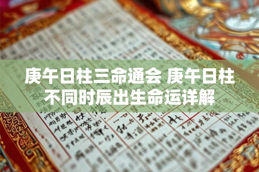 庚午日柱三命通会 庚午日柱不同时辰出生命运详解