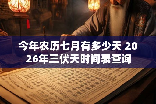 今年农历七月有多少天 2026年三伏天时间表查询