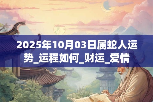 2025年10月03日属蛇人运势_运程如何_财运_爱情