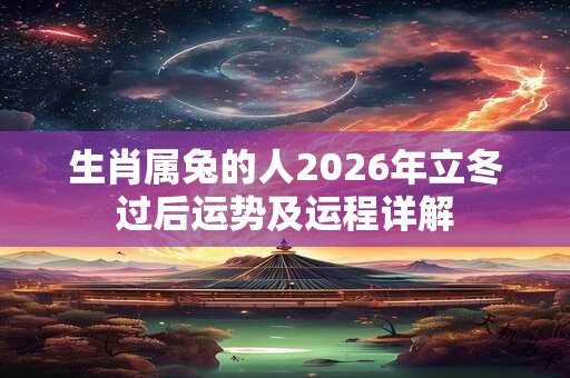 生肖属兔的人2026年立冬过后运势及运程详解
