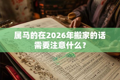属马的在2026年搬家的话需要注意什么？