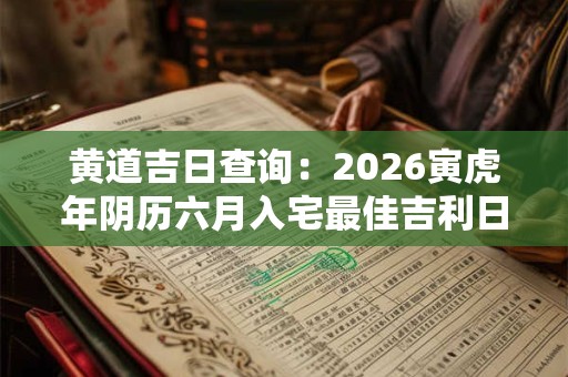 黄道吉日查询：2026寅虎年阴历六月入宅最佳吉利日子