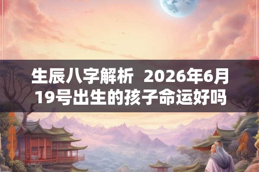 生辰八字解析  2026年6月19号出生的孩子命运好吗