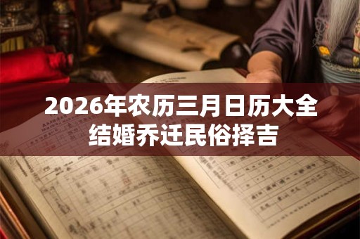 2026年农历三月日历大全 结婚乔迁民俗择吉