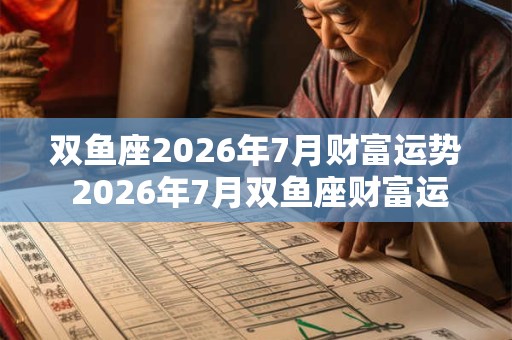 双鱼座2026年7月财富运势 2026年7月双鱼座财富运程详解