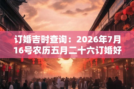 订婚吉时查询：2026年7月16号农历五月二十六订婚好吗