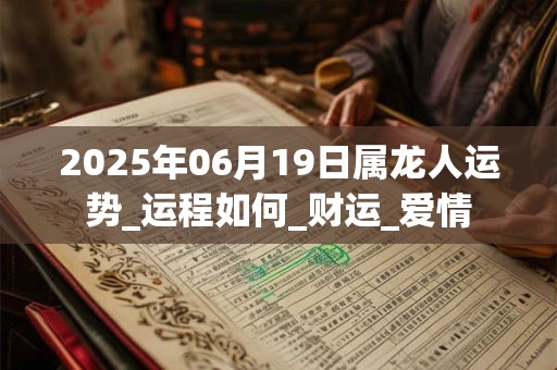 2025年06月19日属龙人运势_运程如何_财运_爱情