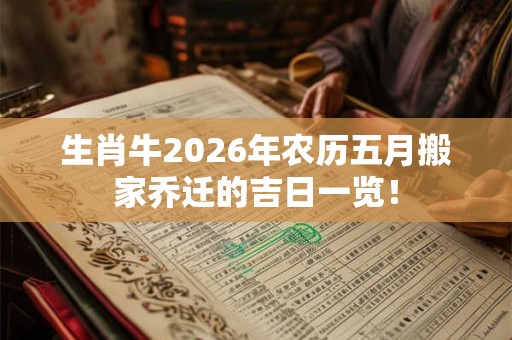 生肖牛2026年农历五月搬家乔迁的吉日一览！