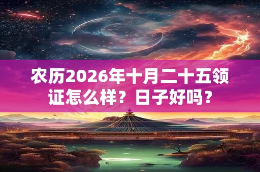 农历2026年十月二十五领证怎么样？日子好吗？