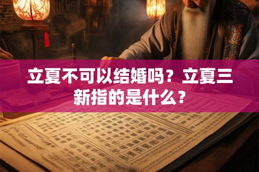 立夏不可以结婚吗？立夏三新指的是什么？