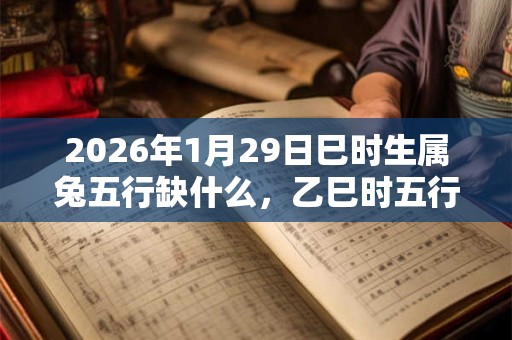 2026年1月29日巳时生属兔五行缺什么，乙巳时五行缺什么