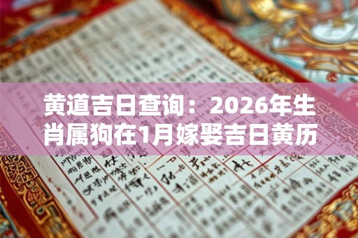 黄道吉日查询：2026年生肖属狗在1月嫁娶吉日黄历