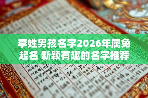 李姓男孩名字2026年属兔起名 新颖有趣的名字推荐