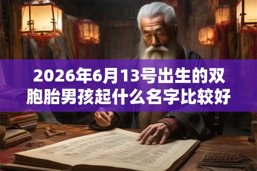 2026年6月13号出生的双胞胎男孩起什么名字比较好，五行属什么