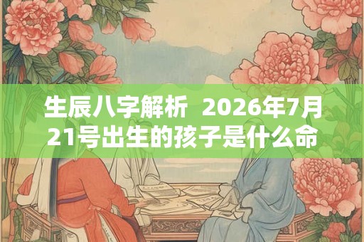 生辰八字解析  2026年7月21号出生的孩子是什么命
