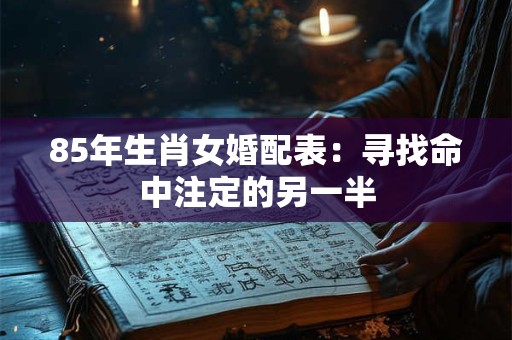 85年生肖女婚配表：寻找命中注定的另一半
