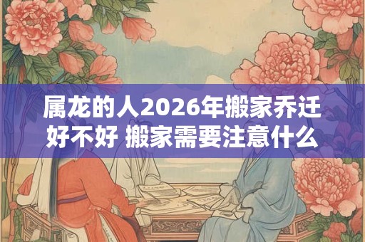 属龙的人2026年搬家乔迁好不好 搬家需要注意什么